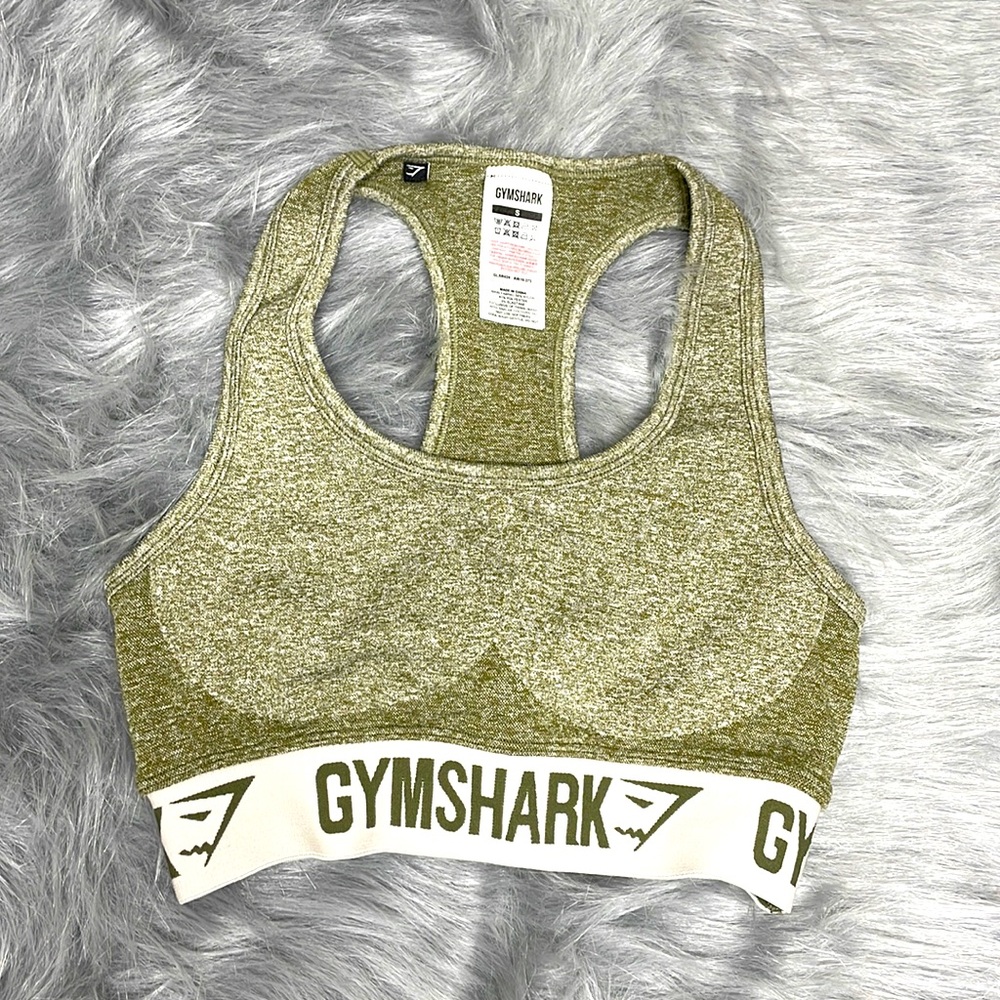 Gymshark Flex Sports bra in size Small and color Khaki Green.